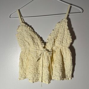 Princess Polly Cream Textured Crop Top